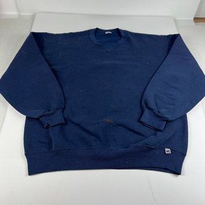VTG Russell Athletics Sweatshirt Large Blue Faded Thrashed Pullover Crewneck